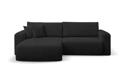 Produktbild von VENASI Ecksofa mit Schlaffunktion Roma, Schwarz Cordstoff