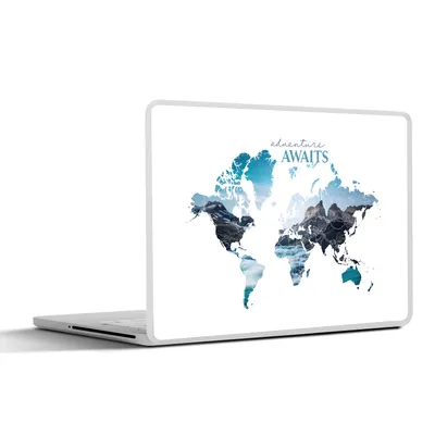 Produktbild von MuchoWow® Laptop Aufkleber Sticker Cover Weltkarte - Zitate - Berg 25x18 cm - Laptop-Deko