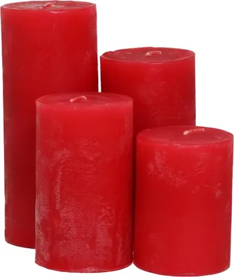 Produktbild von Kerzen Frost 4er Set rot Höhe: 8/10/12/15 x Ø 6 cm
