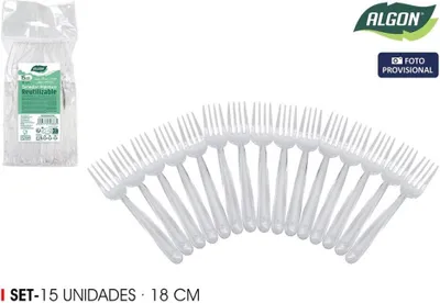 Obrázek produktu pro Sada vidliček na opakované použití Algon Transparent 18 cm 15 kusů (24 kusů)
