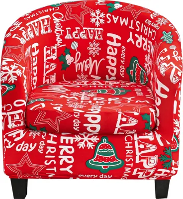 Obrázek produktu pro 2 kusy krytů na židle Club Chair Covers, Stretch Printed Chair Cover s odděleným krytem sedáku na židli, kryt na pohovku ve vaně (červené Vánoce)