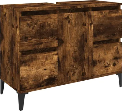 Zdjęcie produktu dla vidaXL Szafka podumywalkowa z dębu wędzonego 80x33x60 cm Materiał drewnopochodny