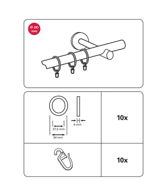 Immagine prodotto di Anelli per tende Gardinia con inserto scorrevole per Ø 20 mm cm bronzo