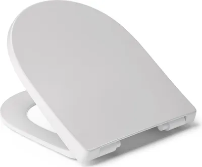 A white toilet seat is shown from a diagonal angle against a white background.