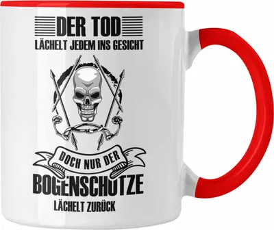 Produktbild von Trendation - Lustige Bogenschießen Tasse für Bogenschützen Geschenkidee Pfeil und Bogen Motiv (Rot)