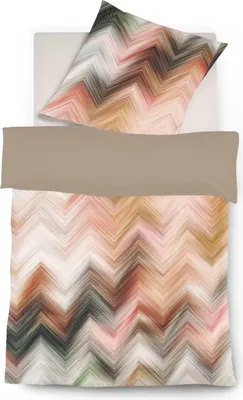 Produktbild von Fleuresse Mako-Satin Bettwäsche 155x220 Zickzack Wende puder rost creme 114384-7