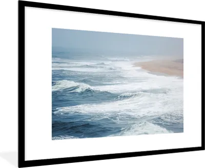 Produktbild von MuchoWow® MuchoWow® Gerahmtes Poster Wasser - Meer - Wellen - Strand 90x60 cm - Poster mit zchwarzem Bilderrahmen - Wanddekoration - Fotos