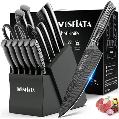 Produktbild von 17-teiliges Messerset - Professionelles Küchenmesser Set mit Block