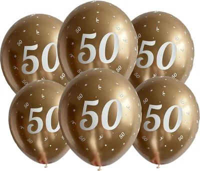 Zdjęcie produktu dla Balony urodzinowe złote "50", 30cm, 10 szt.