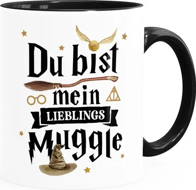 Produktbild von Kaffee-Tasse Du bist mein Lieblingsmuggle Lieblingsmensch Geschenk Partner Freund beste Freundin Moonworks® weiß-innen-schwarz standard
