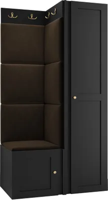 Produktbild von MIRJAN24 Garderoben-Set Orion Ramiro XXV, Kleiderschrank, Schuhschrank, Kleiderhakenbrett, 7x Paneel 42x42, 6 Kleiderhaken für Kleidung, Metallgriffe (Farbe: Schwarz, Manila 04)
