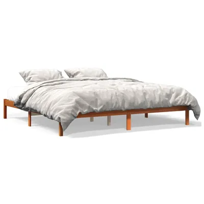 Image de vidaXL Lit en bois massif, sans matelas, en pin brun cireux 180x200