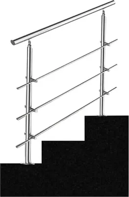 Obrázok produktu pre TolleTour zábradlie na schodisko zábradlie z nehrdzavejúcej ocele vhodné na vnútorné aj vonkajšie použitie 180 cm s 3 priečnymi vzperami