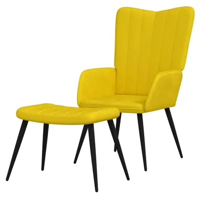 Produktbild von Relaxsessel mit Hocker in Senfgelb aus Samt