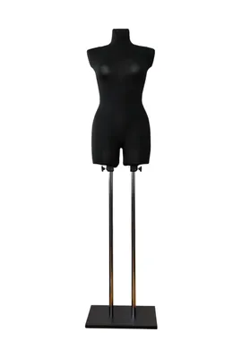 Produktbild von Größe M/L, Schneiderpuppe Damen, Weibliche Schneiderbüste mit schwarzem Überzug, Holzplatte