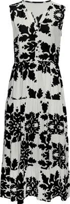Produktbild von VIVANCE Maxikleid mit Volants und Alloverdruck creme-schwarz bedruckt Größe 44