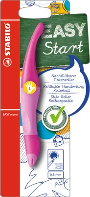 Produktbild von Ergonomischer Tintenroller für Linkshänder - STABILO EASYoriginal in hellpink/dunkelpink - Einzelstift - Schreibfarbe blau (löschbar) - inklusive Patrone