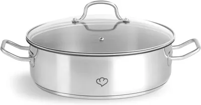 Schmortopf Edelstahl 28 cm 5 L mit Glasdeckel