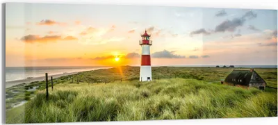 Produktbild von DEQORI Glasbild Echtglas 125x50 cm 'Leuchtturmliebe' Wandbild Bild modern Deko