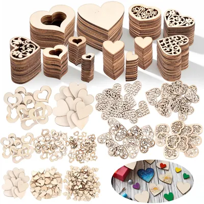 Productafbeelding van 510 Stuks Houten Harten Streudecoratie voor Bruiloften
