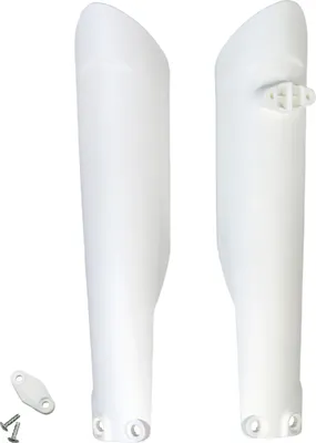 Immagine prodotto di Protezioni forcella UFO PLAST in 2 pezzi, carenatura e copertura forcella per Gas MC F, Husqvarna FC FE TE, KTM EXC, Sixdays, EXC-F, SX, SX-F 125 - 501 cc, anni di produzione 2015 - 2023, colore: bianco OEM 20-26