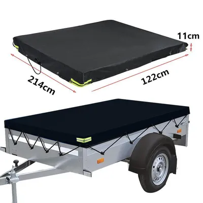 Obrázek produktu pro 214x122x11cm Plachta na přívěs Plochá plachta Krycí plachta s gumovým lanem Voděodolná barva: černá