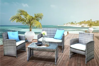 Produktbild von Outdoor Sofa mit Stühlen und Tisch