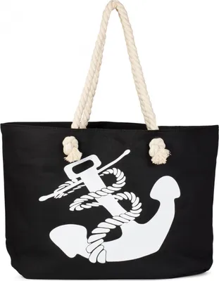 Produktbild von styleBREAKER XXL Strandtasche mit Anker Print | maritimer Look in Flechtoptik | Shopper Badetasche 57 x 33 x 32 cm
