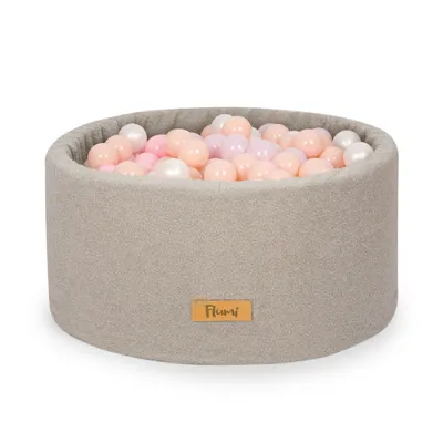 Obrázok produktu pre Flumi ball pool baby - Ball pool children 90x40cm s 200 ball pool balls 7cm v EÚ manufactured - Grey + balls pastelové ruže