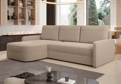 Image de AX LIVING Canapé d'angle avec fonction sommeil Nebbiolo largeur 250 cm - canapé marron