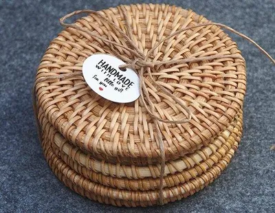 Zdjęcie produktu dla Zestaw 6 okrągłych podkładek pod szklanki, Ø 10 cm, kolor naturalny