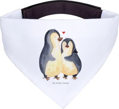 Produktbild von Mr. & Mrs. Panda Halstuch Für Hunde Pinguin umarmen - Weiß - Geschenk, Verknallt, Dreieckstuch, Liebe, Hundehalstuch, Hochzeitstag, Hund, Umarmung Verliebt, Bandana