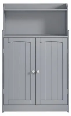 Produktbild von Stehender Badezimmerschrank mit verstellbaren Einlegeböden | Grau | 60x30x100 cm