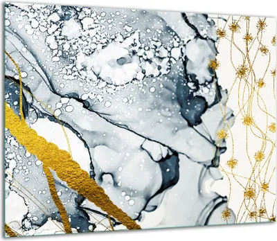 Produktbild von Herdabdeckplatten Glaskeramikkochfeld-Abdeckung Spritzschutz Glas 60x52cm Marmor
