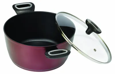 Aluminium-Braadpan 22 cm, 2,6 l, mit Glasdeckel, Induktion