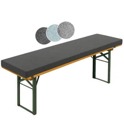 Image de Surface de banc pour la bière 220 x 25 cm, gris foncé, épaisseur 4 cm, avec boucles de maintien pour la fixation, extra épais, sleepling