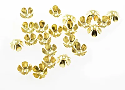 Produktbild von Vintageparts Perlkappen Blumen goldfarben, 40 Stück, 7,5 mm