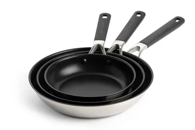 Produktbild von KitchenAid Pfannenset Classic Stainless Steel - ø 20, 24 und 28 cm - Keramische Antihaftbeschichtung