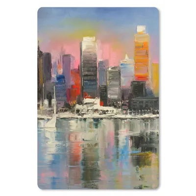 Produktbild von MuchoWow® Mauspad Mousepad Gemälde - Öl - Skyline - Wasser 40x60 cm - Mousepads - Maus Mat - Pad - Mausunterlage - Schreibtisch Accesoire