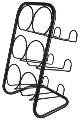 Zdjęcie produktu dla Półka na wino - stojak na butelki - metal - na 6 butelek - 22,5 x 39 cm - czarny