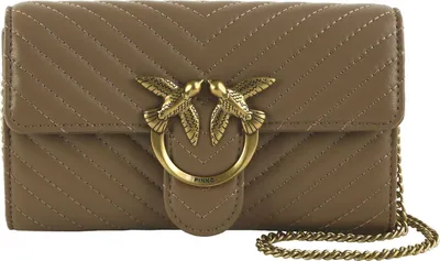 Produktbild von PINKO Umhängetasche Clutch Love One Mini Icon Wallet C Nappa Chevron Ginger Biscuit - Antique Gold braun