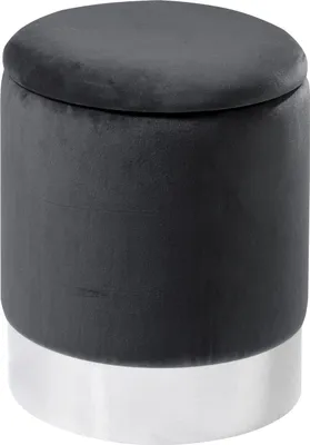 Produktbild von Hocker - Dunkelgrau - Silbergrau - Ø 31 cm - Samtbezug - mit abnehmbarem Deckel
