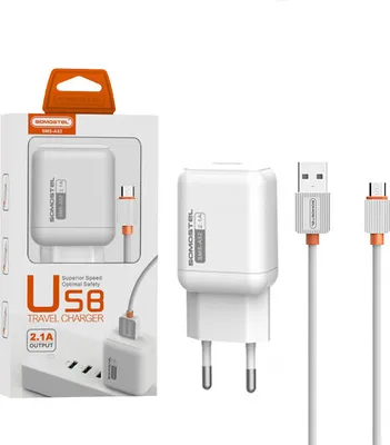 Zdjęcie produktu dla Ładowarka Sieciowa 2A + Kabel Micro Usb Biały Somostel 2100Ma 10W Sms-A52 10W