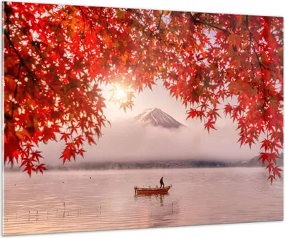 Produktbild von Bilder auf glas - Vulkan See - 100x70cm - Glasbilder - Wandbilder - Bilder - Kunstdruck - zum Aufhängen bereit - Wanddekoration aus Glas - Glas Bilder - Wandbild auf Glas - Einteilig - GAA100x70-4107