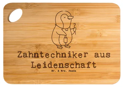 Produktbild von Mr. & Mrs. Panda Holzbrett Zahntechniker Leidenschaft - Transparent - Geschenk, Frühstücksbrett, Hackbrett, Brett, vesperbrett, Schneidebrett
