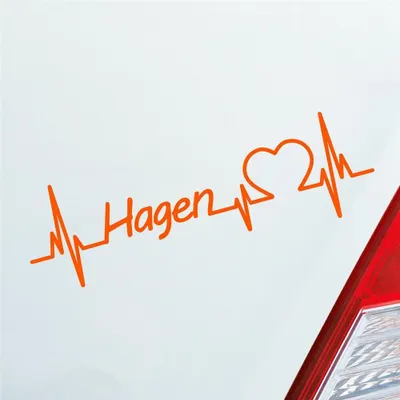 Produktbild von Auto Aufkleber Hagen Herz Herzschlag 19x6 cm Orange Sticker Heckscheibenaufkleber