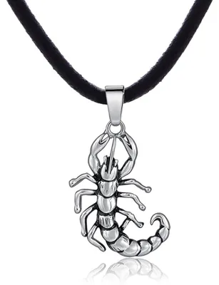 Produktbild von DonDon Herren Lederkette Leder Halskette 50 cm mit Edelstahl Anhänger Skorpion