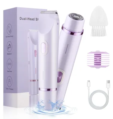 Obrázok produktu pre Dámsky holiaci strojček 2 v 1, USB, nabíjateľný, elektrický epilátor a zastrihávač pre ženy, určený na použitie na intímne partie, vhodný na suché aj mokré použitie. Epilátor na tvár pre bezchybnú pleť