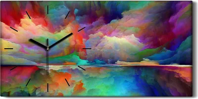 Produktbild von Wanduhr Leinwand Bild Uhr Geräuschlos 60x30 surreale abstrakte Landschaft - schwarze Hände