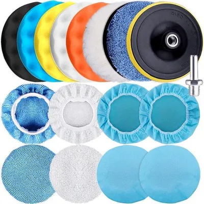 Immagine prodotto di Set di lucidatura per lucidatrici per auto, tamponi in microvelour per il cofano (15 cm)